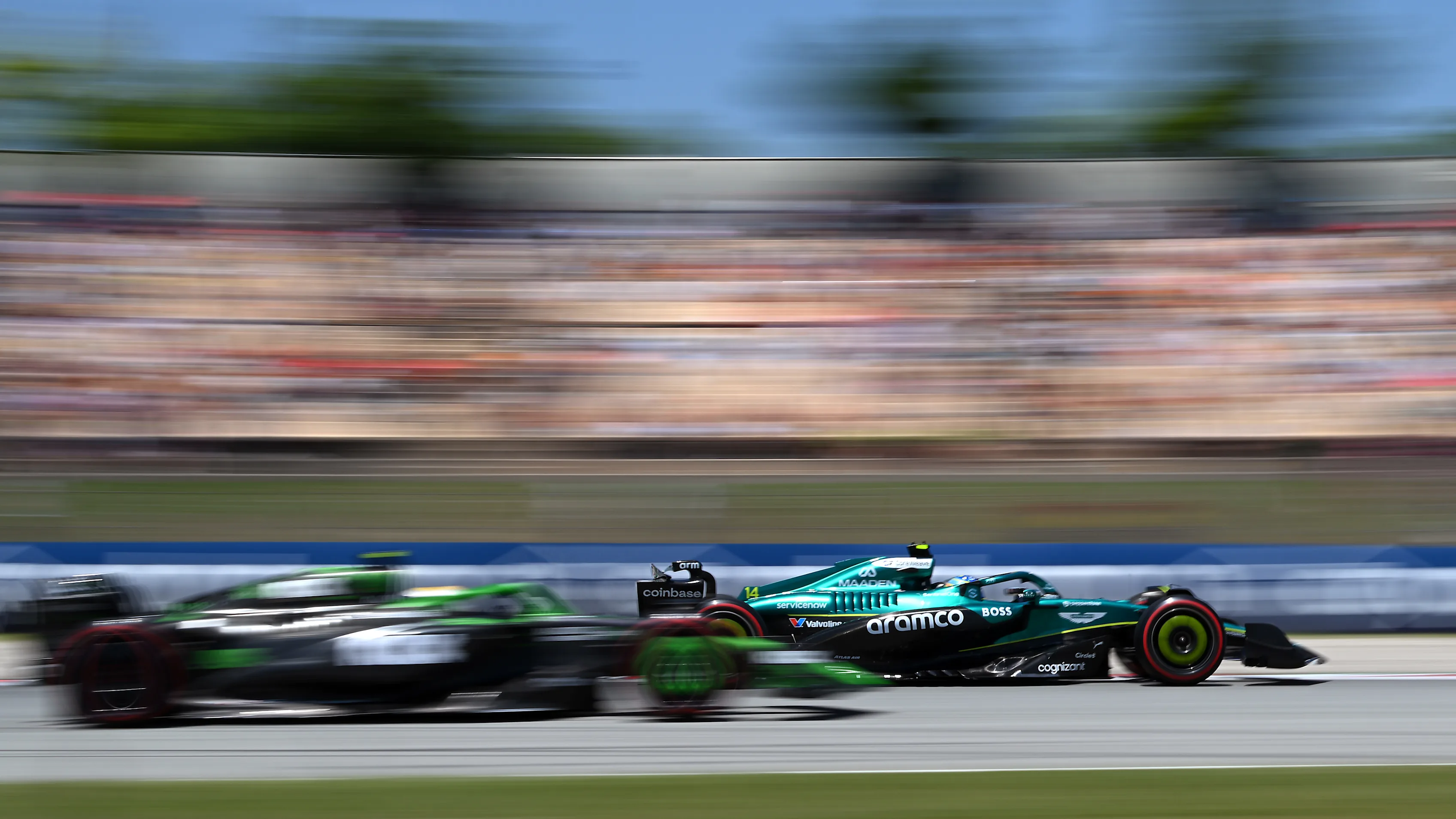 BARCELONA, SPAIN - MAY 31: Fernando Alonso of Spain driving the (14) Aston Martin F1 Team AMR25