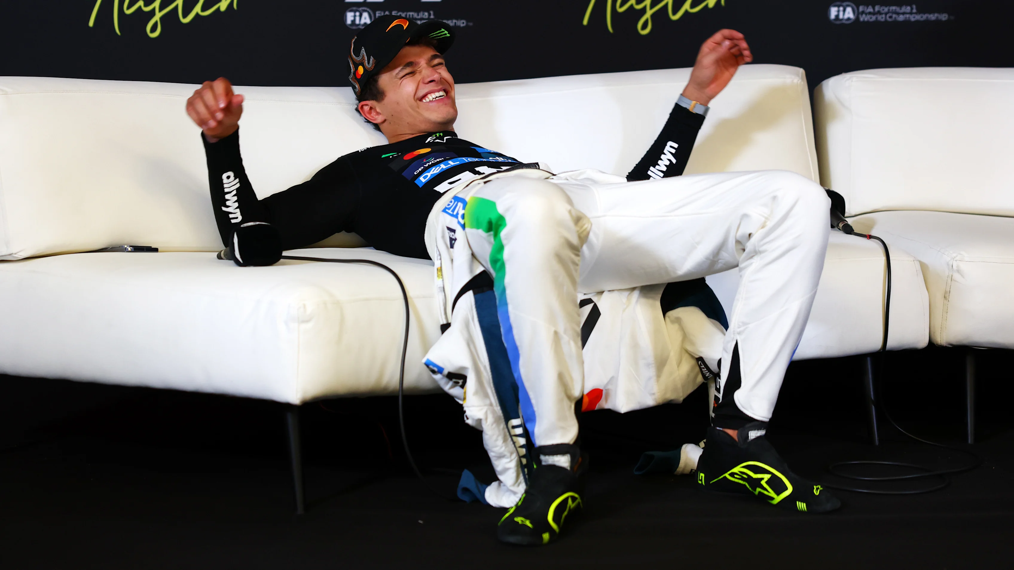 AUSTIN, TEXAS - OCTOBER 19: Second placed Lando Norris of Great Britain and McLaren in the Drivers