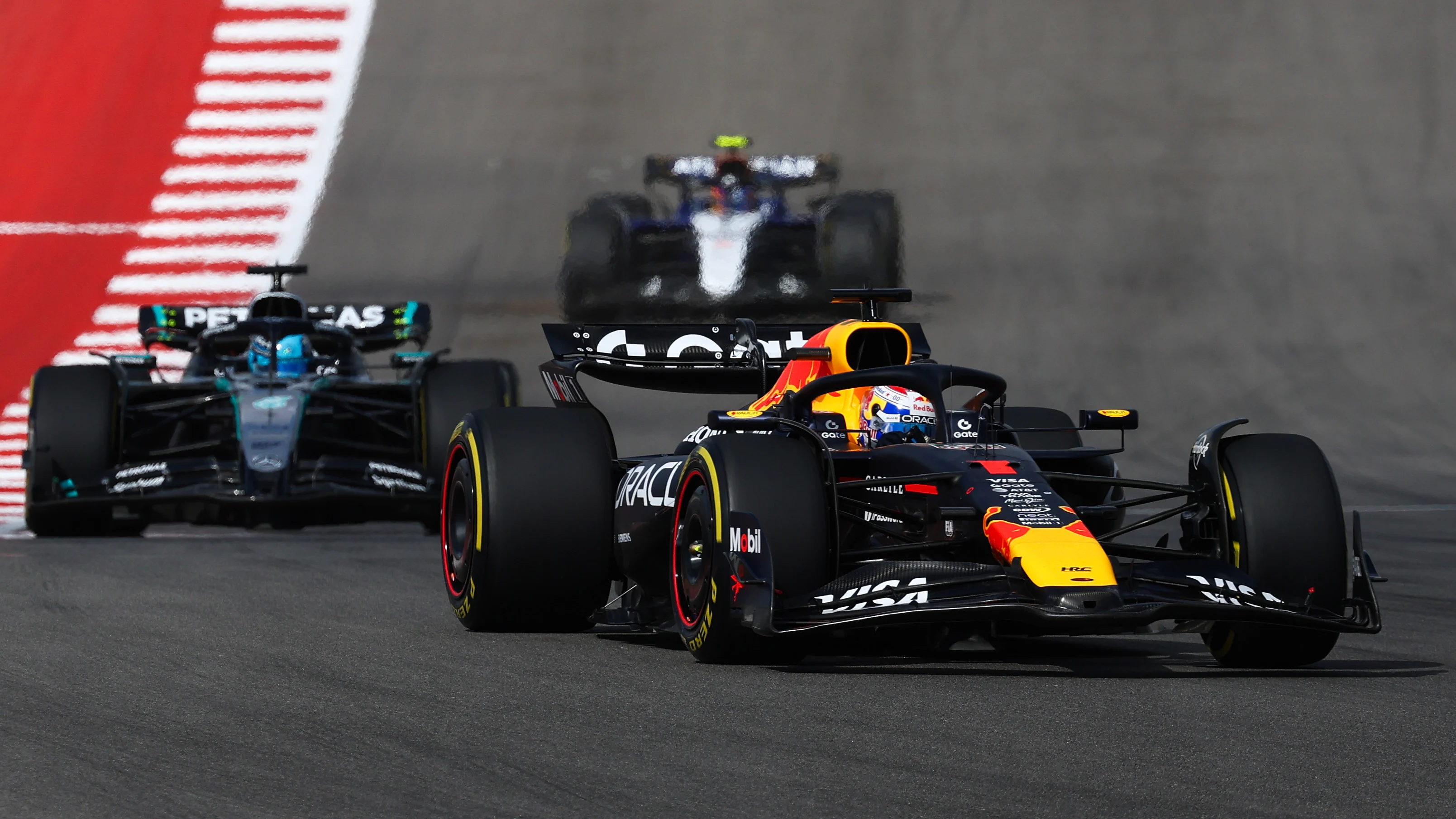 AUSTIN, TEXAS - OCTOBER 18: Max Verstappen of the Netherlands driving the (1) Oracle Red Bull