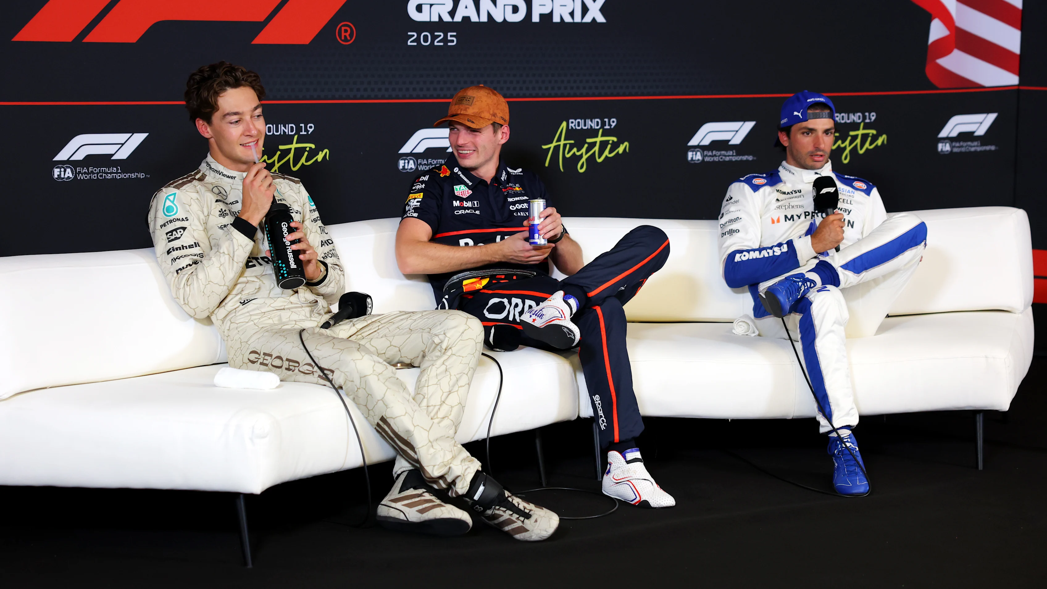 AUSTIN, TEXAS - OCTOBER 18: Sprint winner Max Verstappen of the Netherlands and Oracle Red Bull