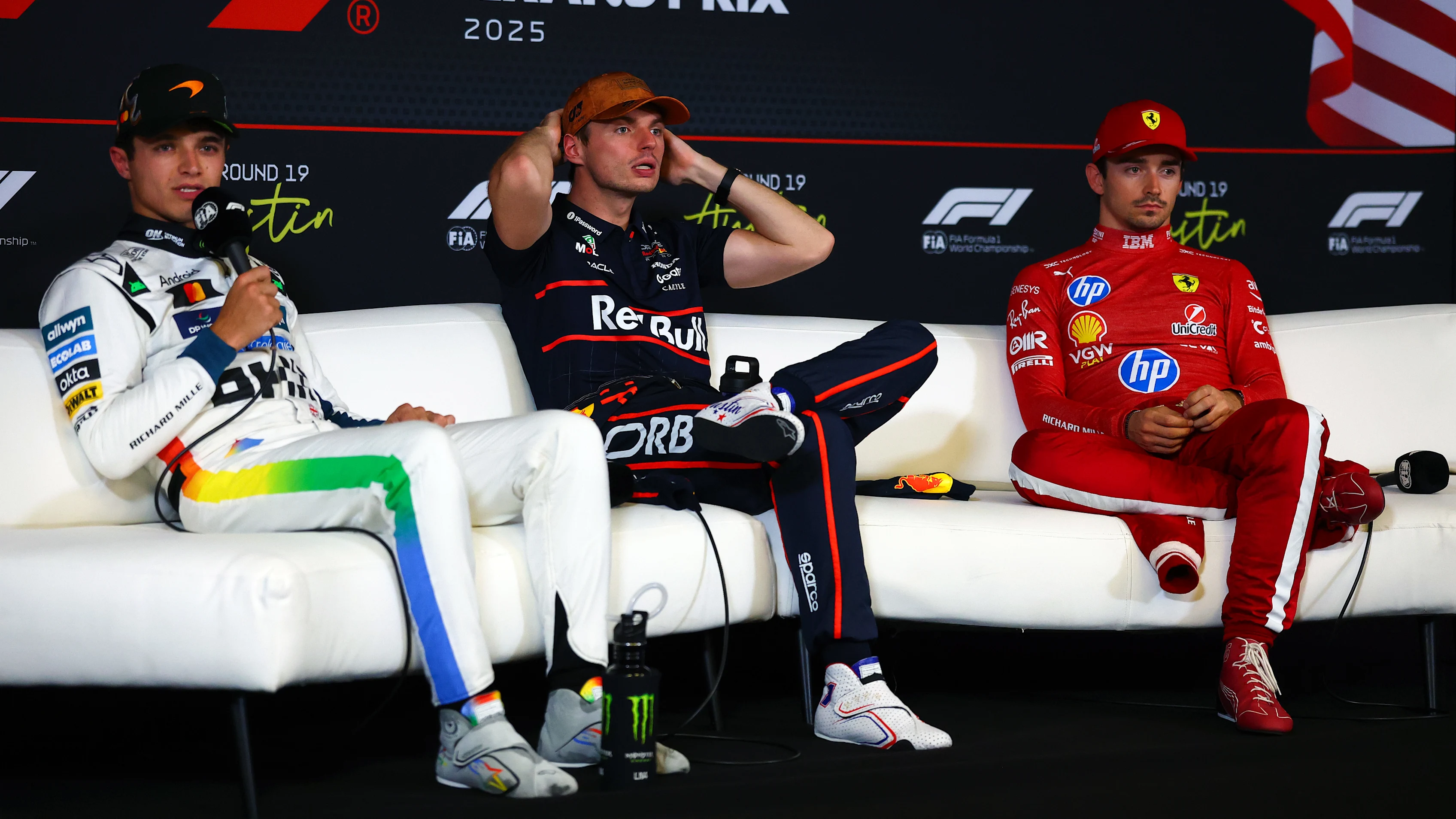 AUSTIN, TEXAS - OCTOBER 18: Pole position qualifier Max Verstappen of the Netherlands and Oracle