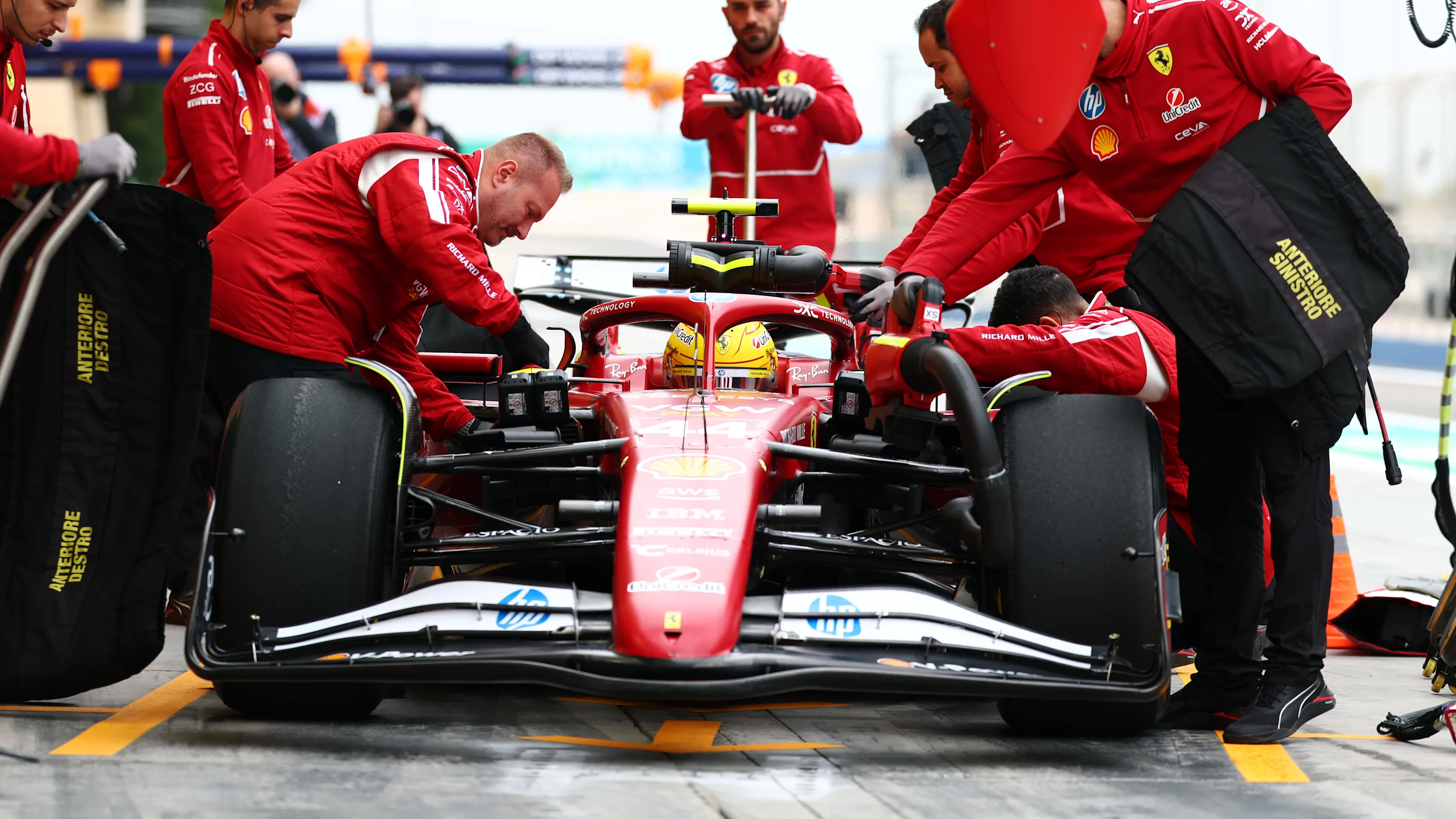 BAHRAIN, BAHRAIN - FEBRUARY 27: Lewis Hamilton of Great Britain driving the (44) Scuderia Ferrari