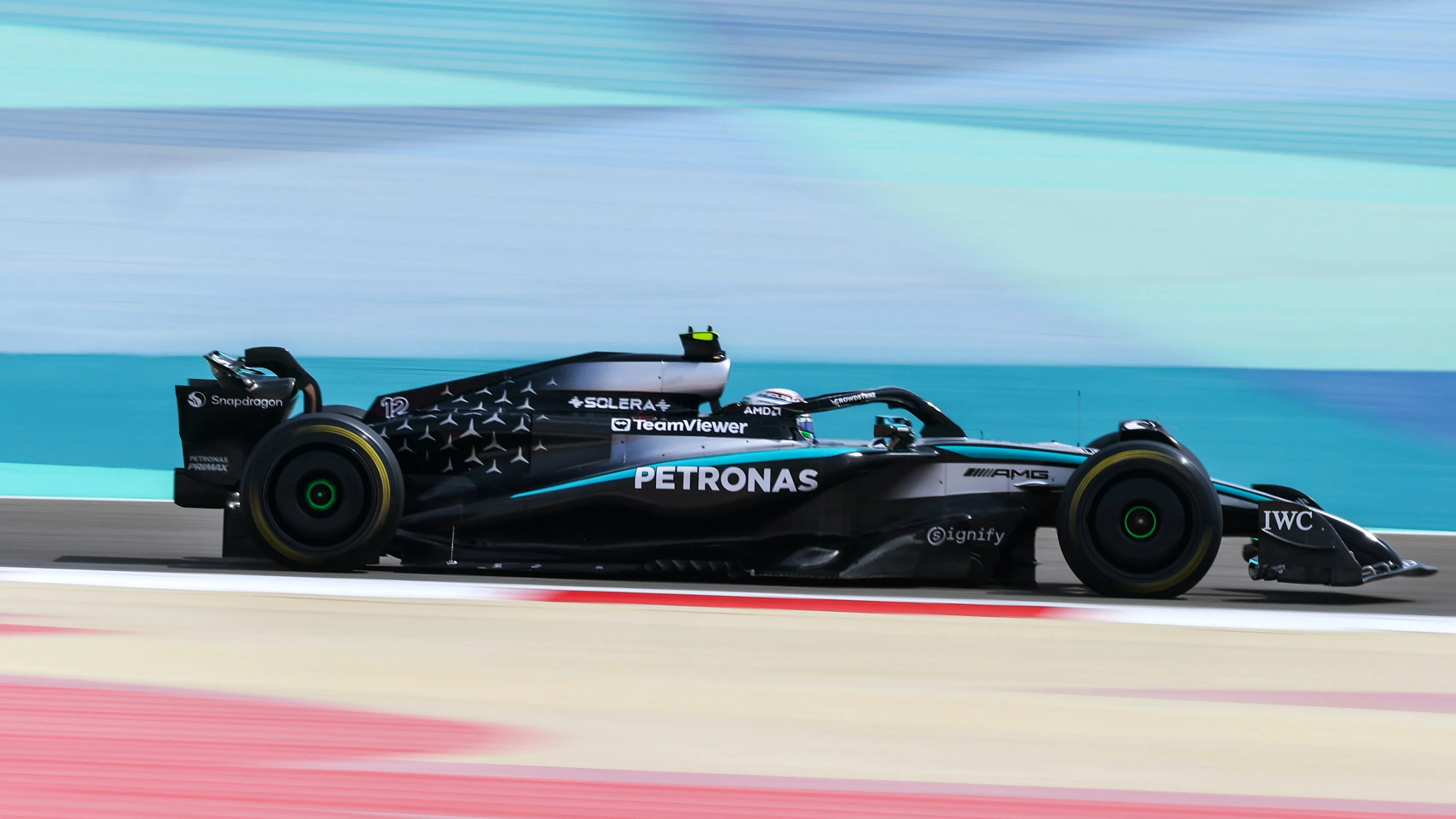 BAHRAIN, BAHRAIN - FEBRUARY 28: Andrea Kimi Antonelli of Italy driving the (12) Mercedes AMG