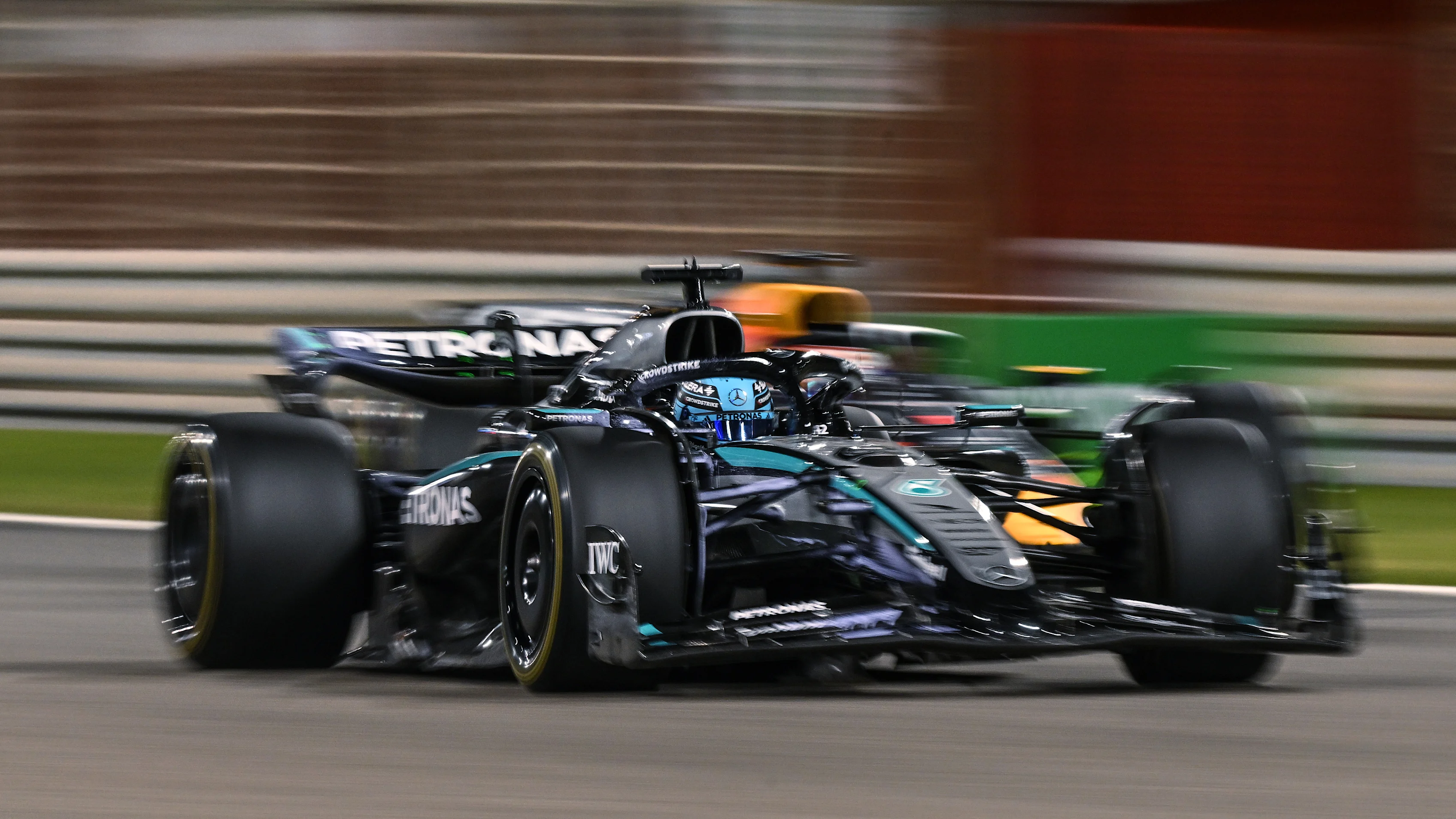 BAHRAIN, BAHRAIN - FEBRUARY 28: George Russell of Great Britain driving the (63) Mercedes AMG