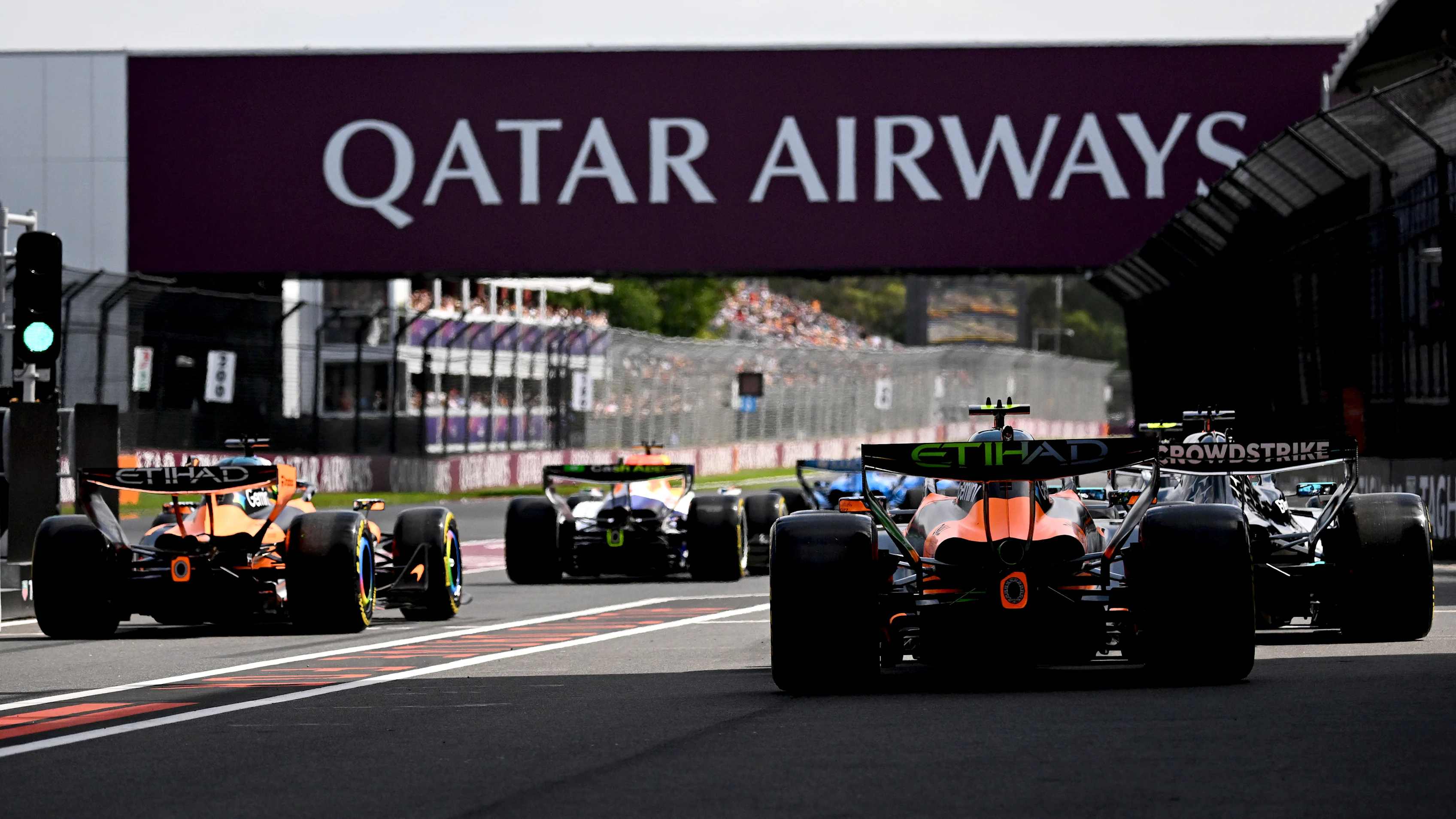 MELBOURNE, AUSTRALIA - MARCH 06: George Russell of Great Britain driving the (63) Mercedes AMG