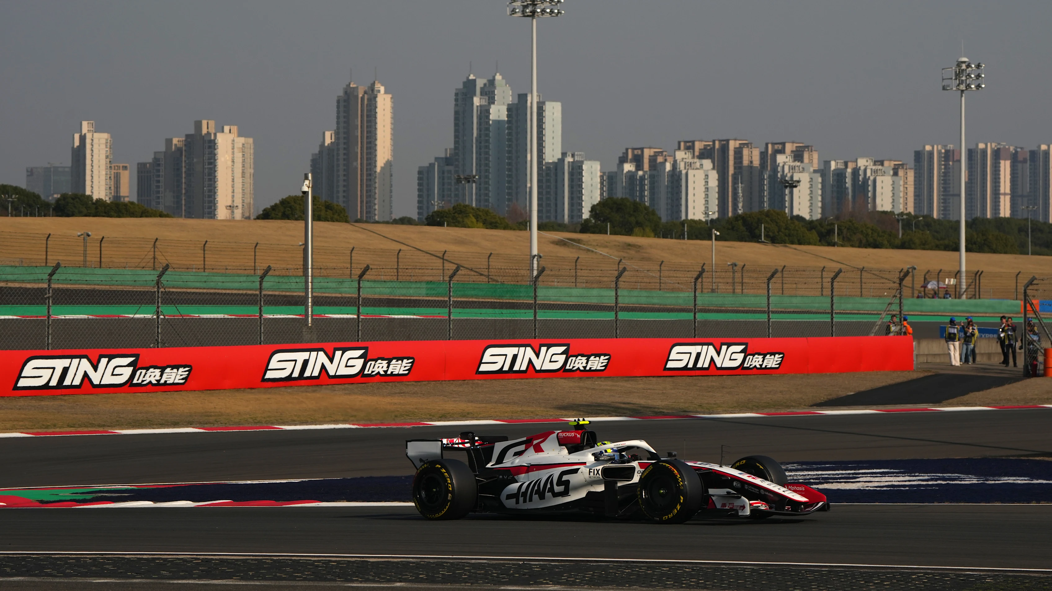 SHANGHAI, CHINA - MARCH 13: Oliver Bearman of Great Britain driving the (87) Haas F1 VF-26 Ferrari on track during Sprint qualifying ahead of the F1 Grand Prix of China at Shanghai International Circuit on March 13, 2026 in Shanghai, China. (Photo by Alex Bierens de Haan/Getty Images)