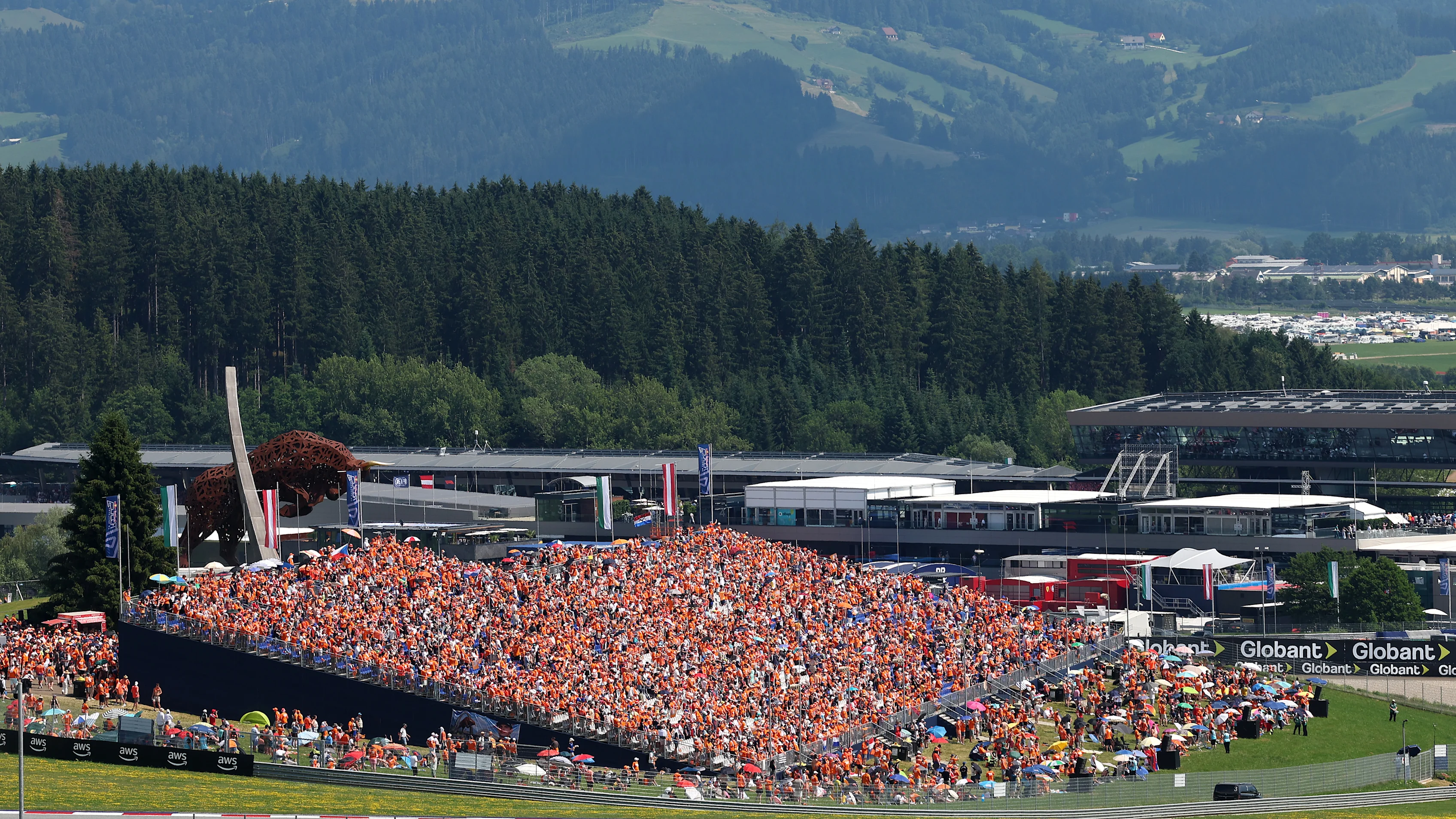 SPIELBERG, AUSTRIA - JUNE 28: Fans of Max Verstappen of the Netherlands and Oracle Red Bull Racing
