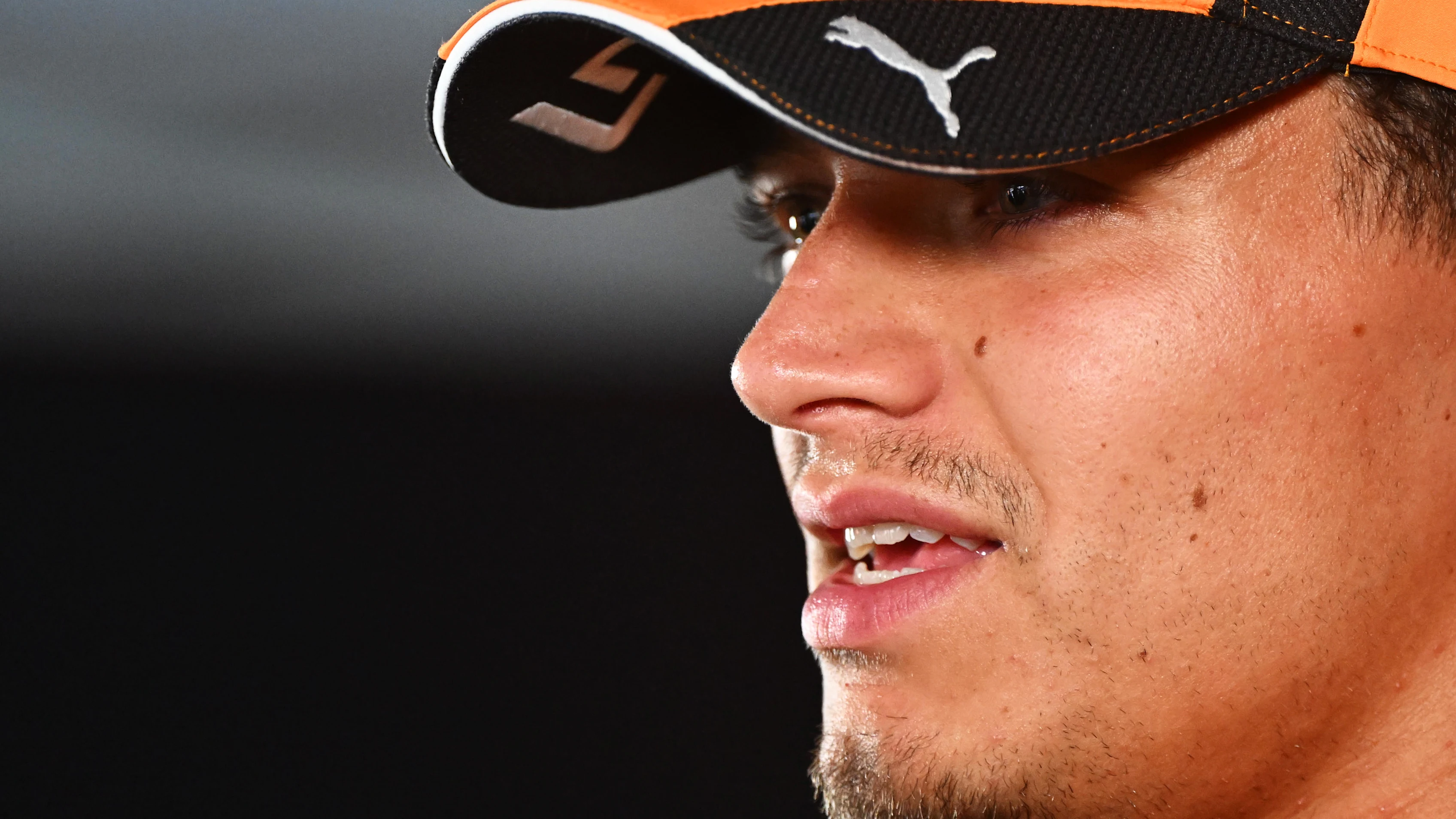 BAKU, AZERBAIJAN - SEPTEMBER 23: Lando Norris of Great Britain and McLaren talks to the media