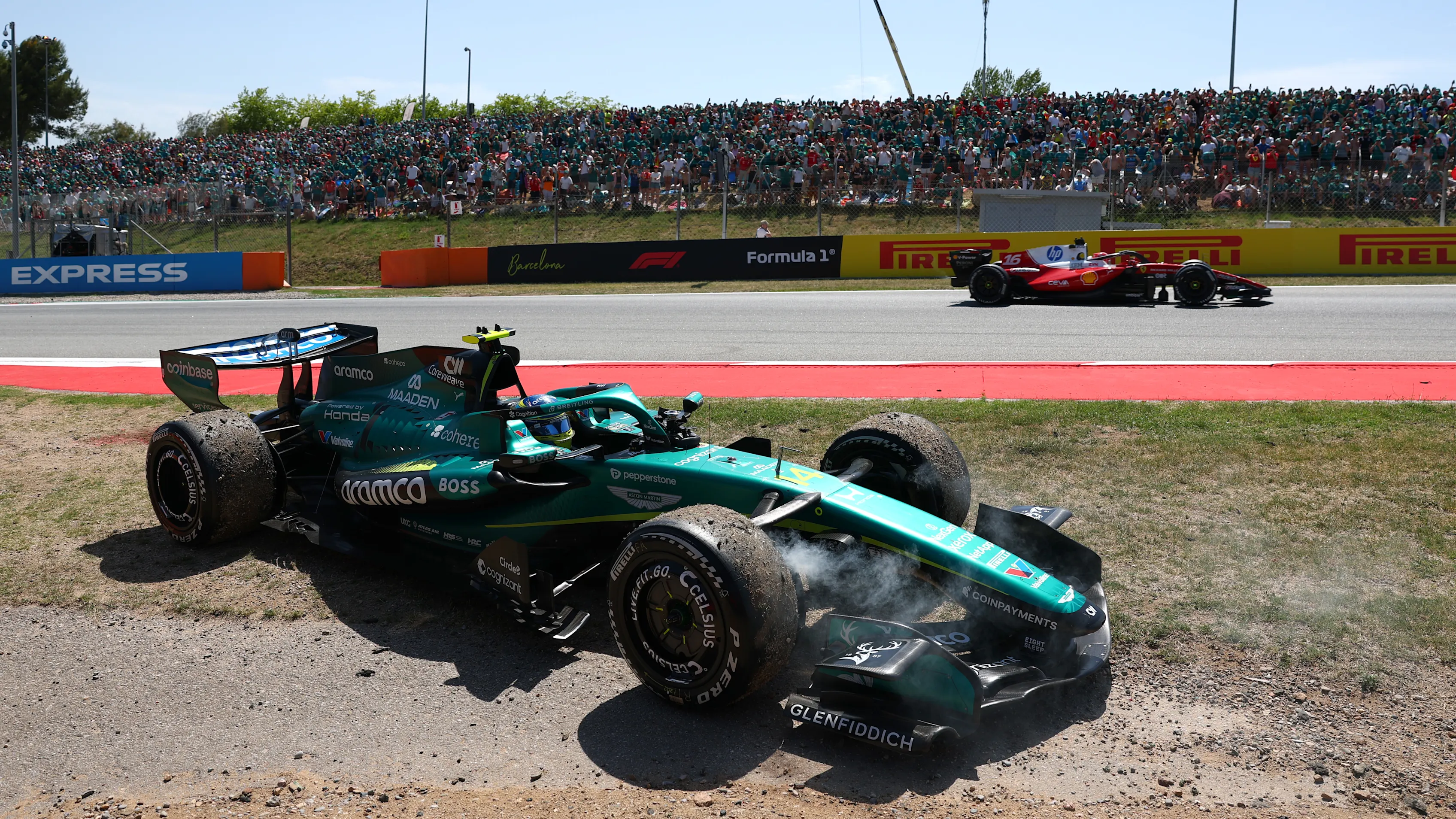BARCELONA, SPAIN - JUNE 14: Fernando Alonso of Spain driving the (14) Aston Martin F1 Team AMR26
