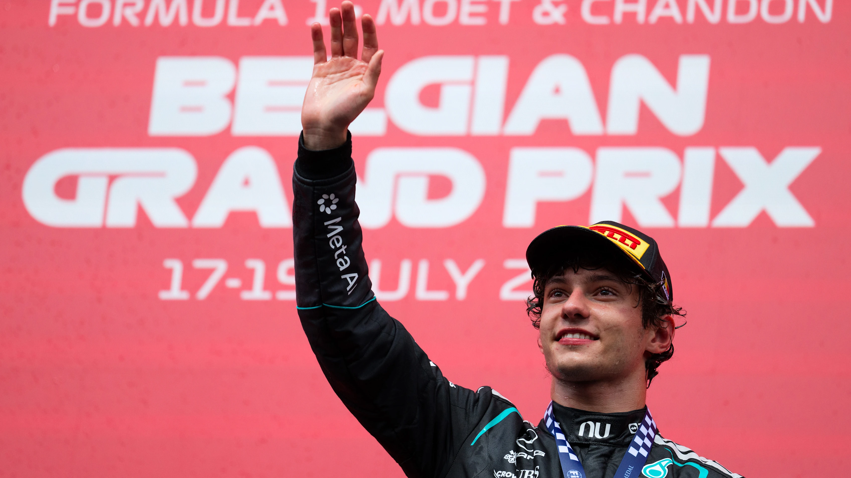 SPA, BELGIUM - JULY 19: Race winner Andrea Kimi Antonelli of Italy and Mercedes AMG Petronas F1