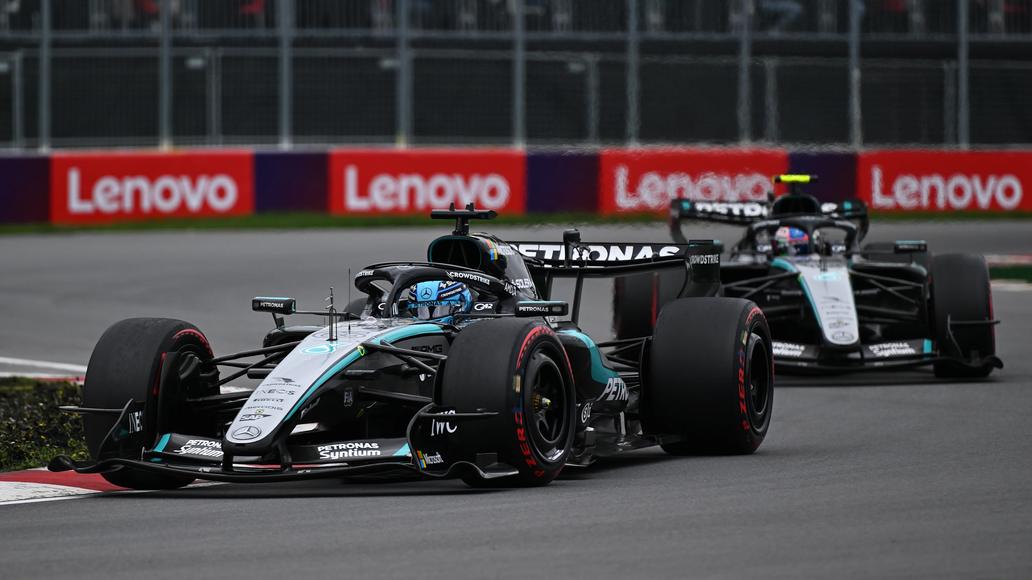 MONTREAL, QUEBEC - MAY 24: George Russell of Great Britain driving the (63) Mercedes AMG Petronas