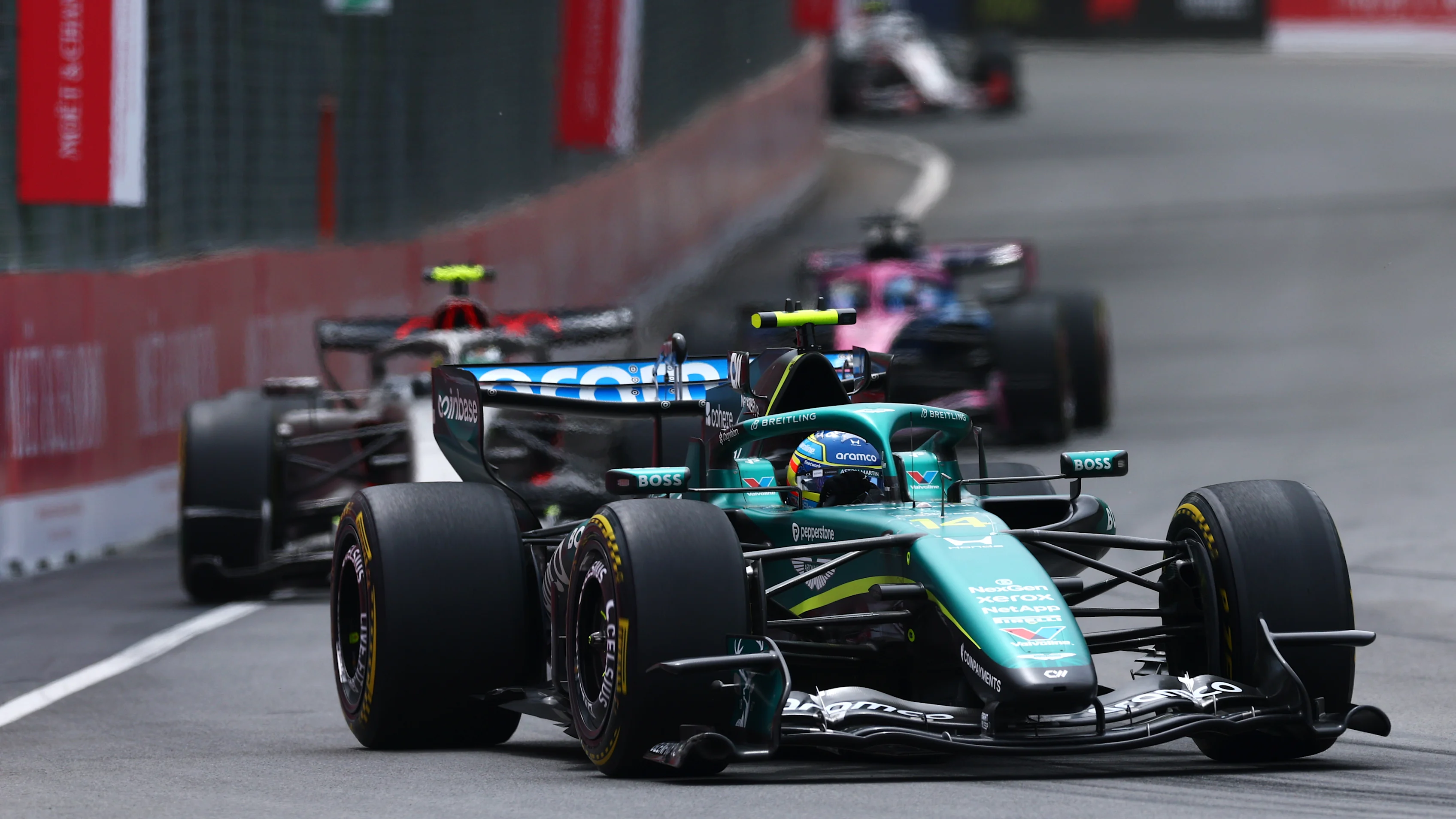 MONTREAL, QUEBEC - MAY 23: Fernando Alonso of Spain driving the (14) Aston Martin F1 Team AMR26 Honda on track during the Sprint ahead of the F1 Grand Prix of Canada at Circuit Gilles-Villeneuve on May 23, 2026 in Montreal, Quebec. (Photo by Clive Mason/Getty Images)
