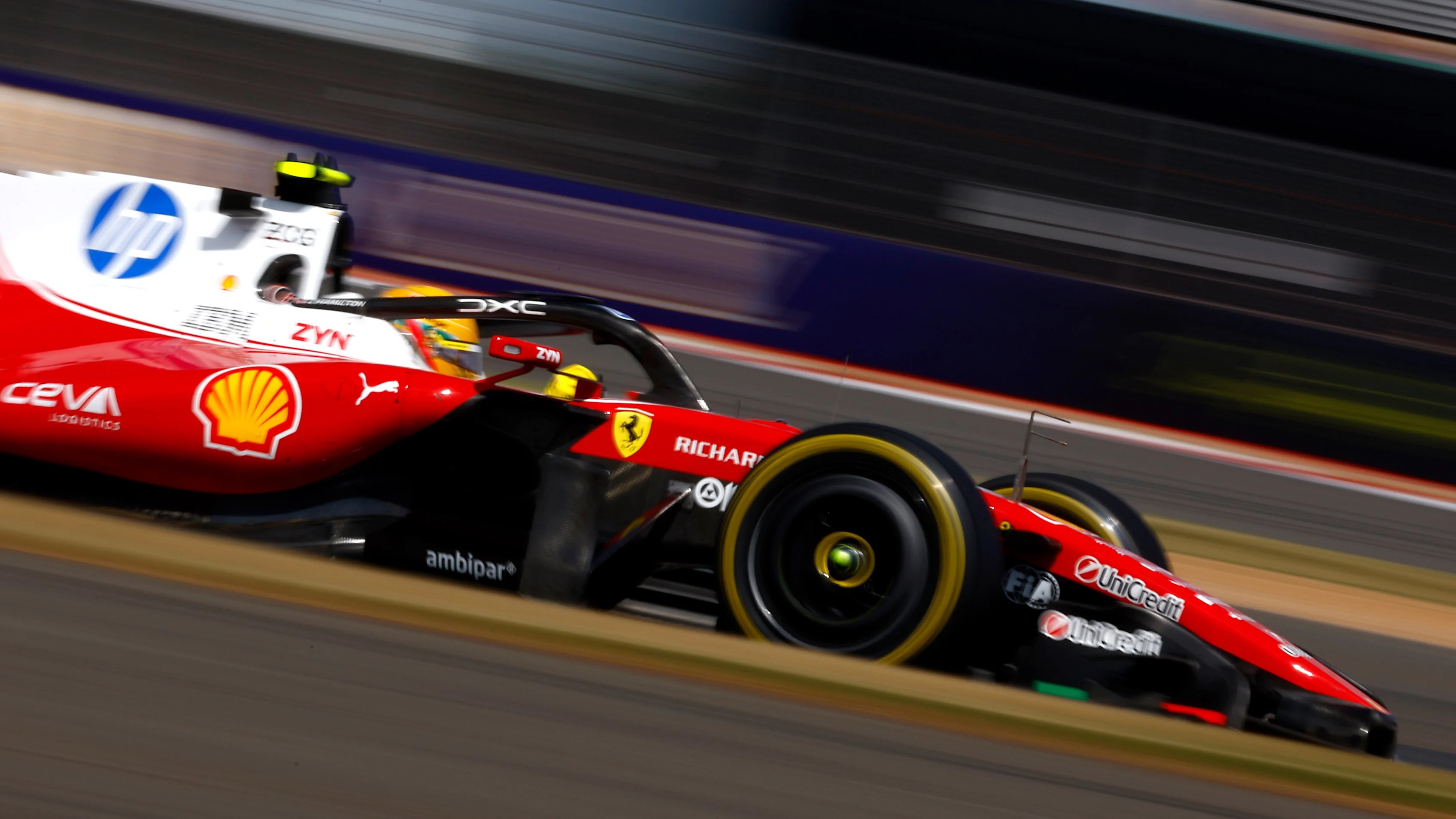 NORTHAMPTON, ENGLAND - JULY 05: Lewis Hamilton of Great Britain driving the (44) Scuderia Ferrari