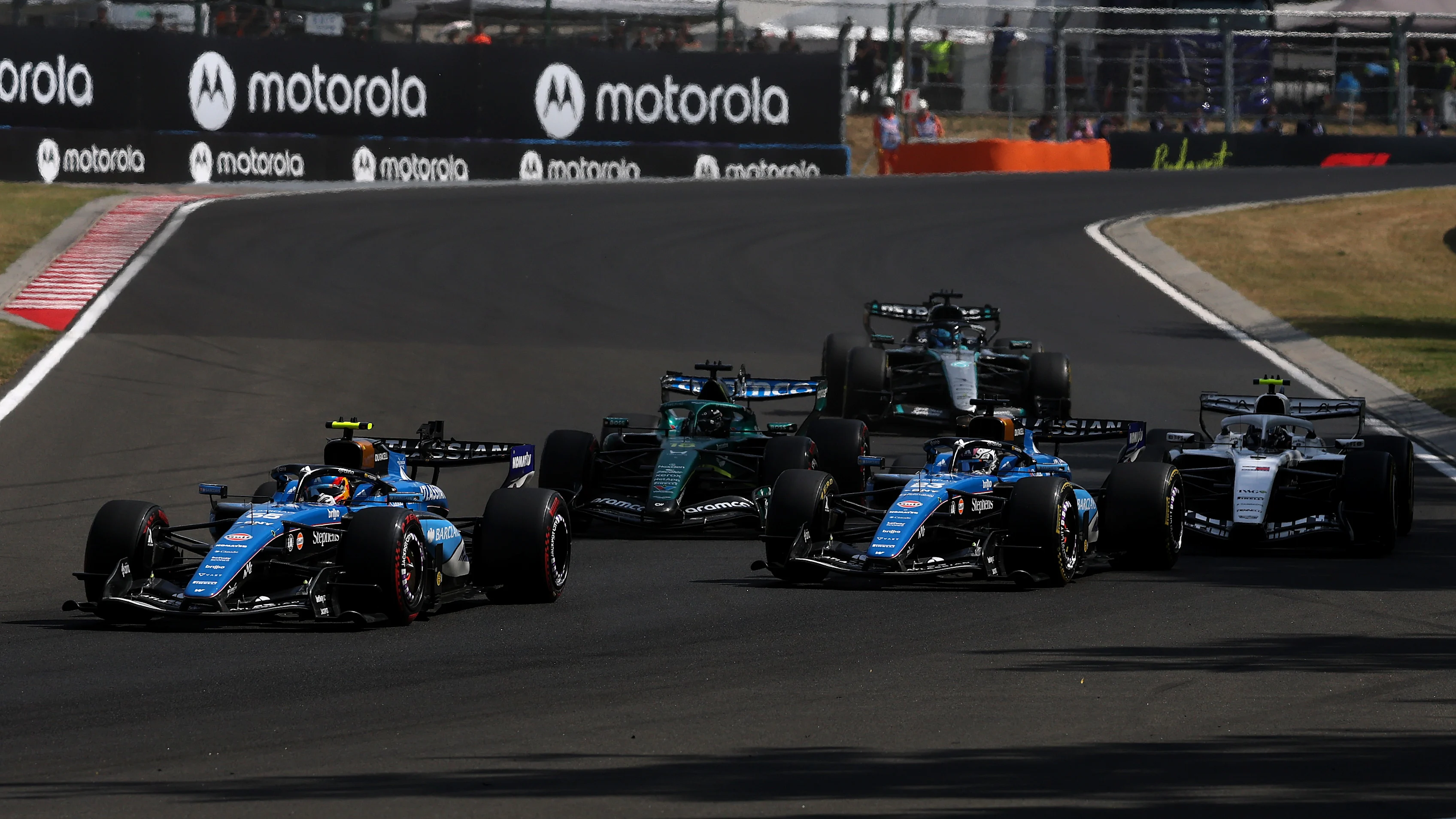 BUDAPEST, HUNGARY - JULY 26: Carlos Sainz of Spain driving the (55) Williams FW48 Mercedes leads