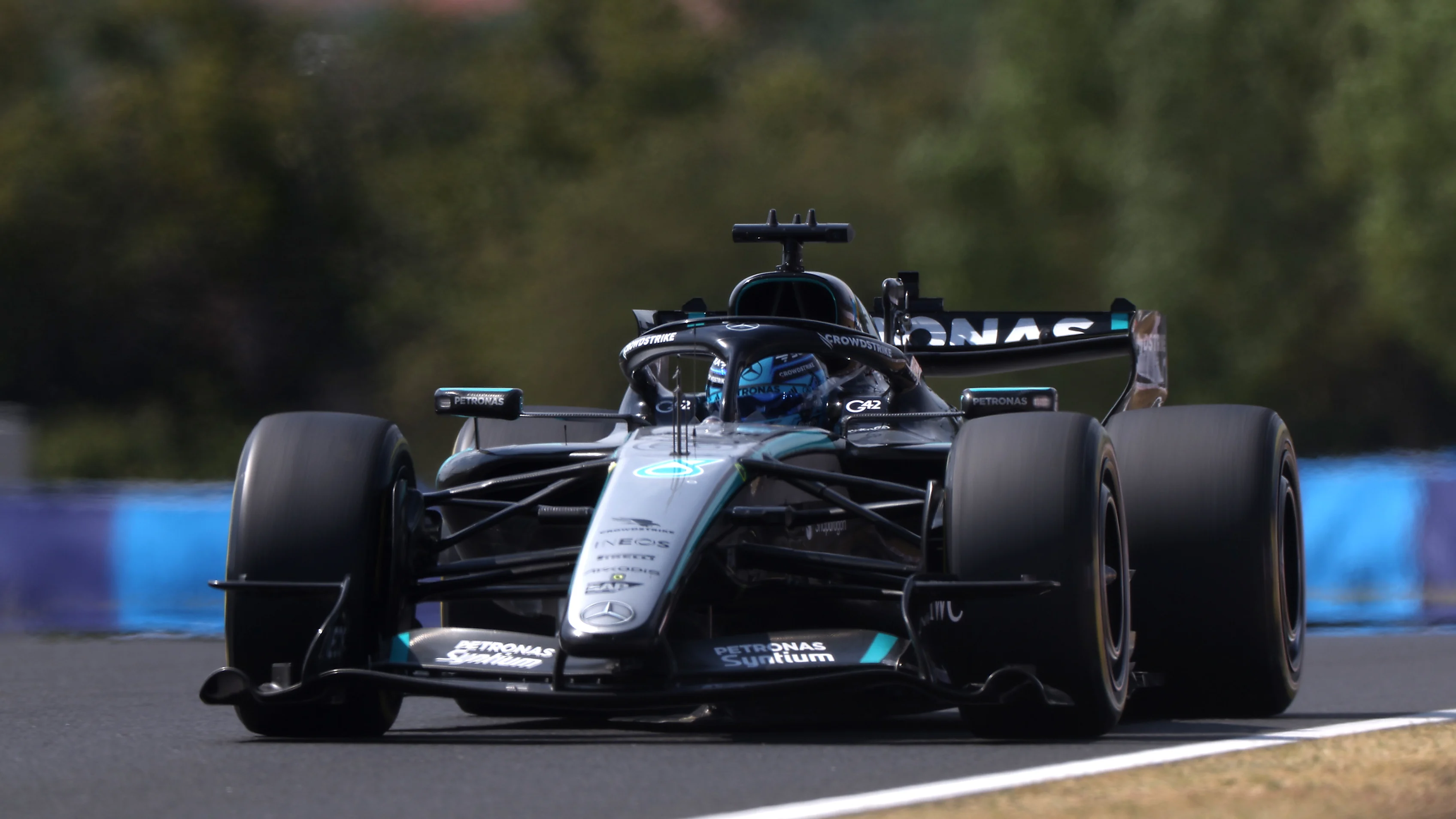 BUDAPEST, HUNGARY - JULY 26: George Russell of Great Britain driving the (63) Mercedes AMG Petronas