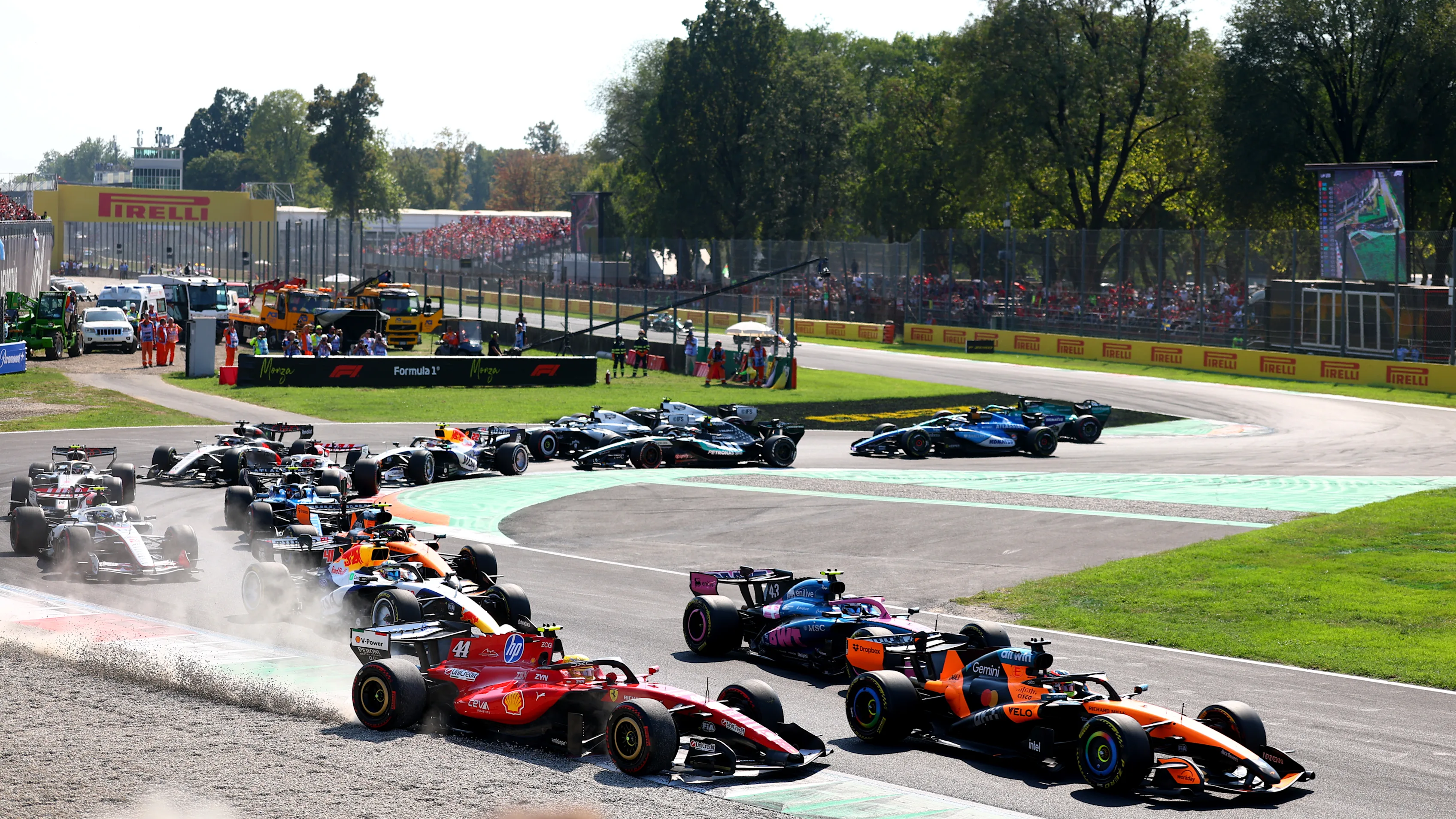 MONZA, ITALY - SEPTEMBER 06: Oscar Piastri of Australia driving the (81) McLaren MCL40 Mercedes