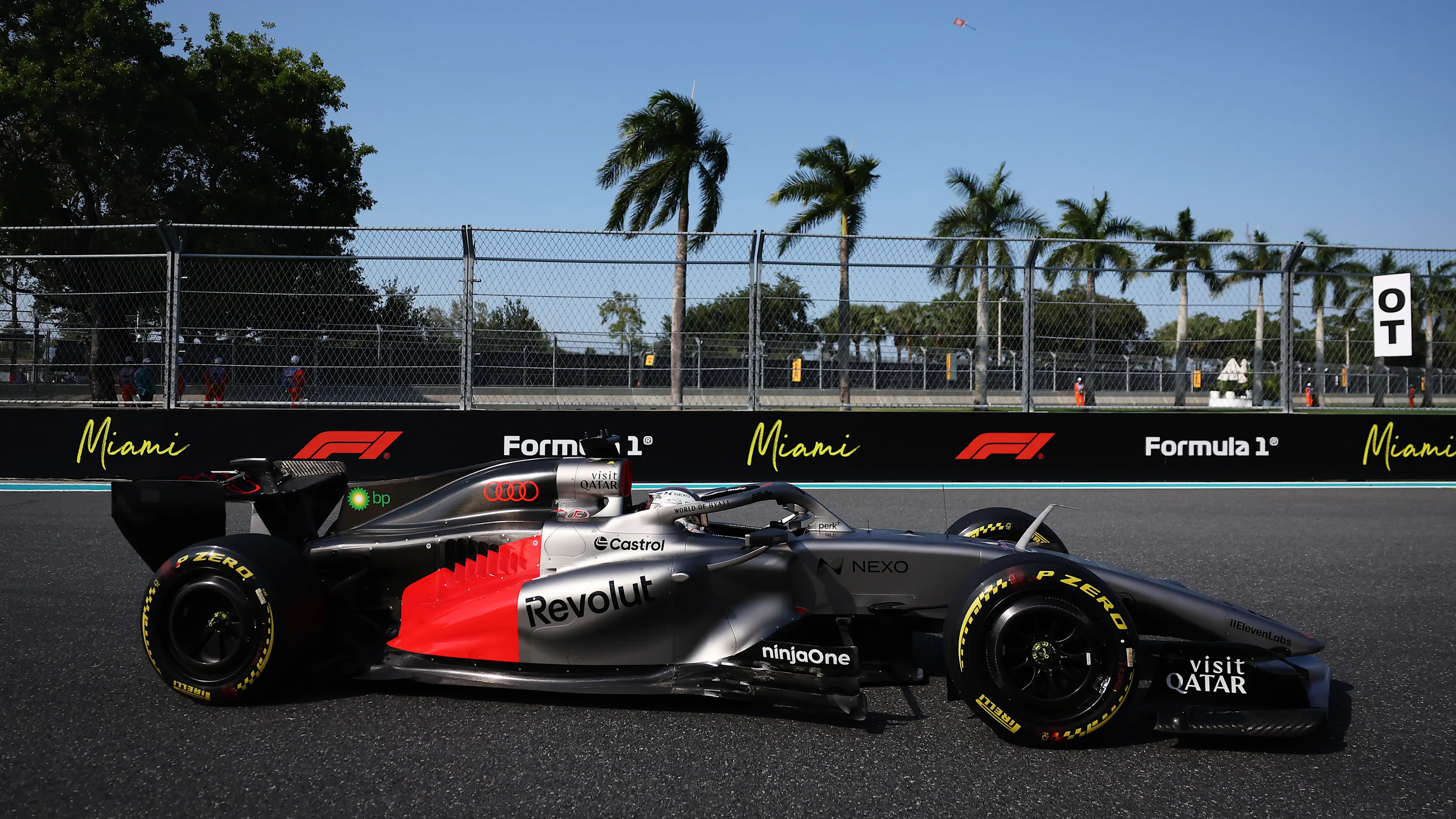 MIAMI, FLORIDA - MAY 01: Nico Hulkenberg of Germany driving the (27) Audi F1 Team R26 on track during Sprint Qualifying ahead of the F1 Grand Prix of Miami at Miami International Autodrome on May 01, 2026 in Miami, Florida. (Photo by Hector Vivas - Formula 1/Formula 1 via Getty Images)