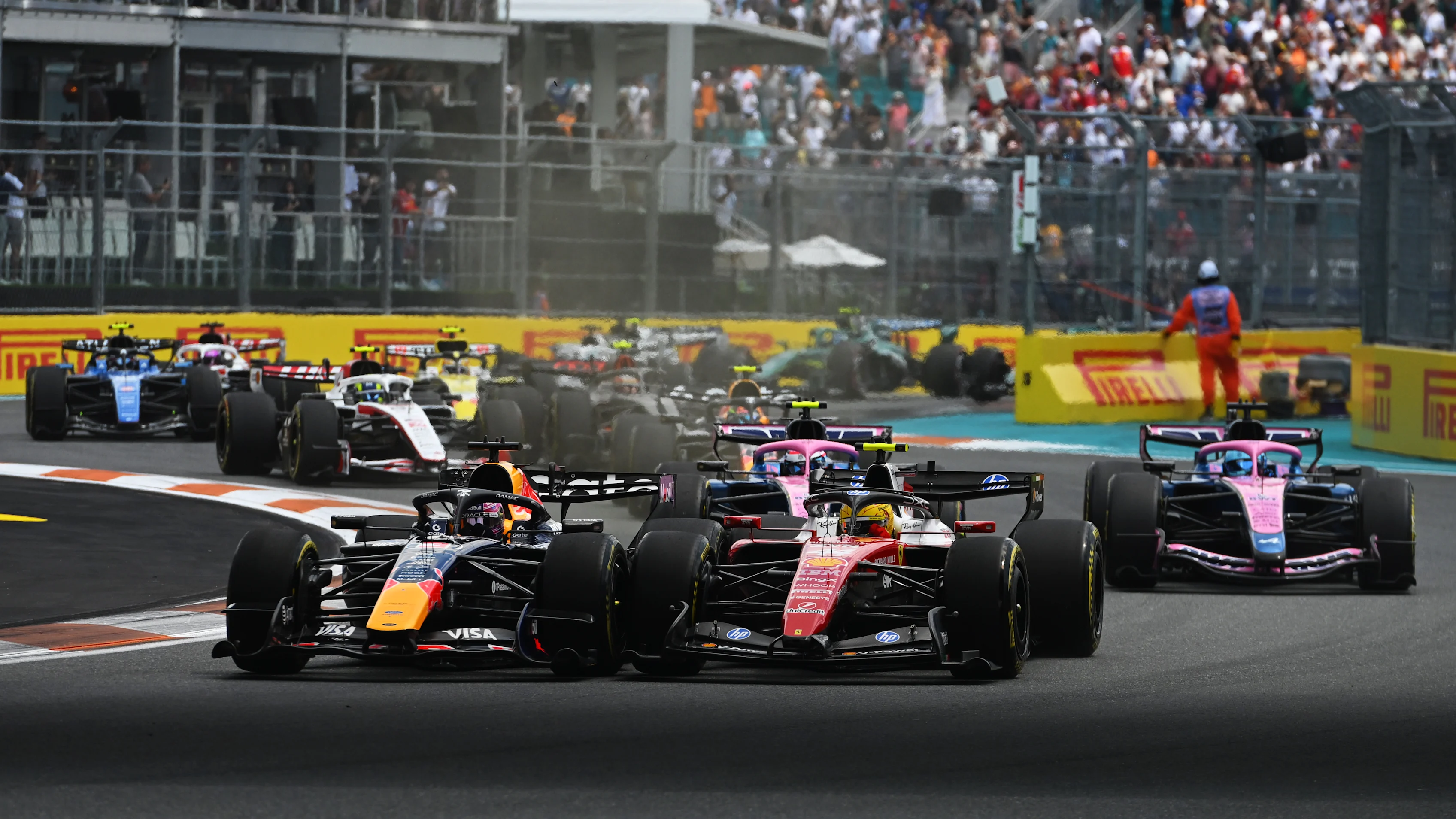 MIAMI, FLORIDA - MAY 02: Max Verstappen of the Netherlands driving the (3) Oracle Red Bull Racing