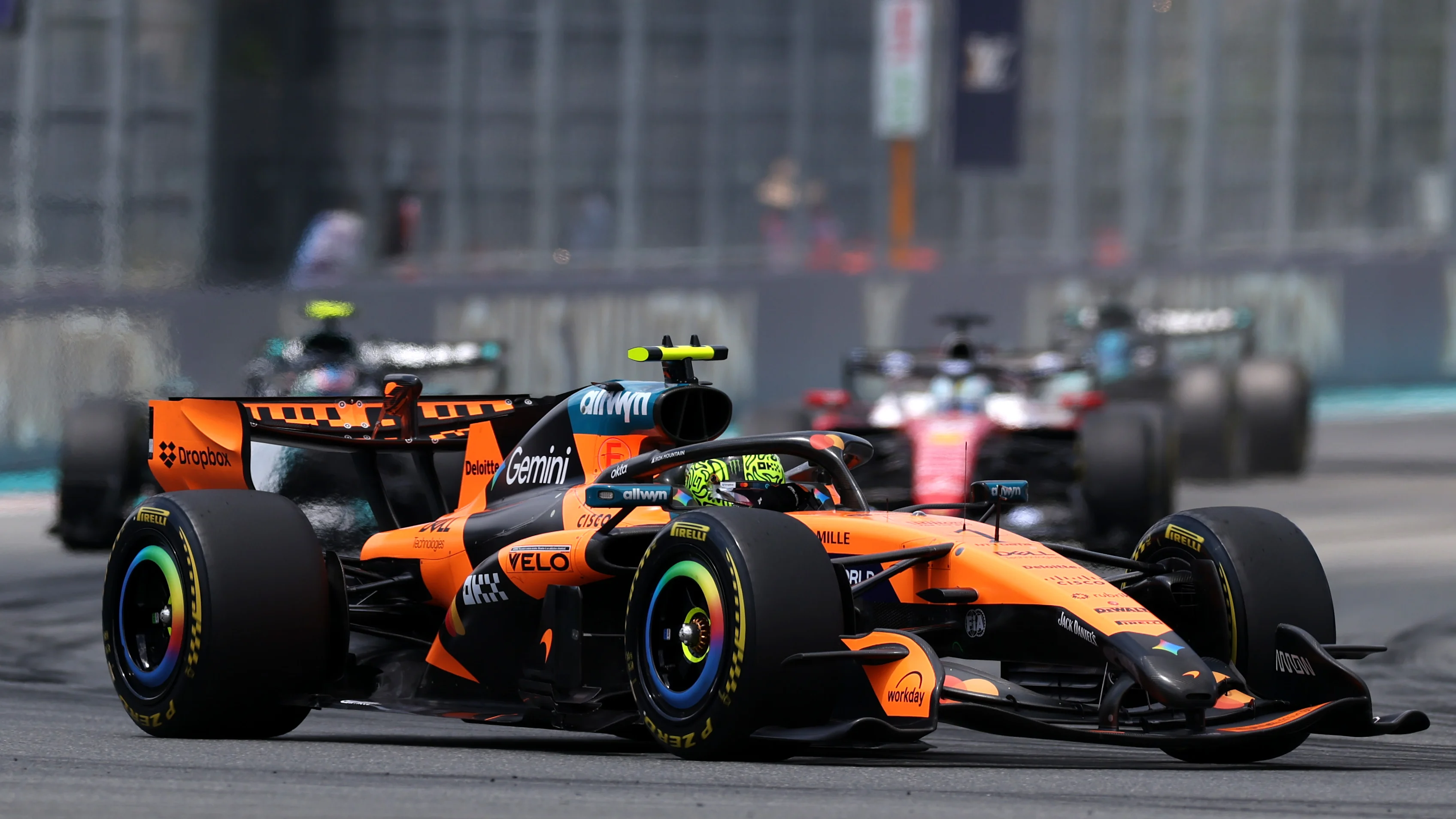 MIAMI, FLORIDA - MAY 02: Lando Norris of Great Britain driving the (1) McLaren MCL40 Mercedes on