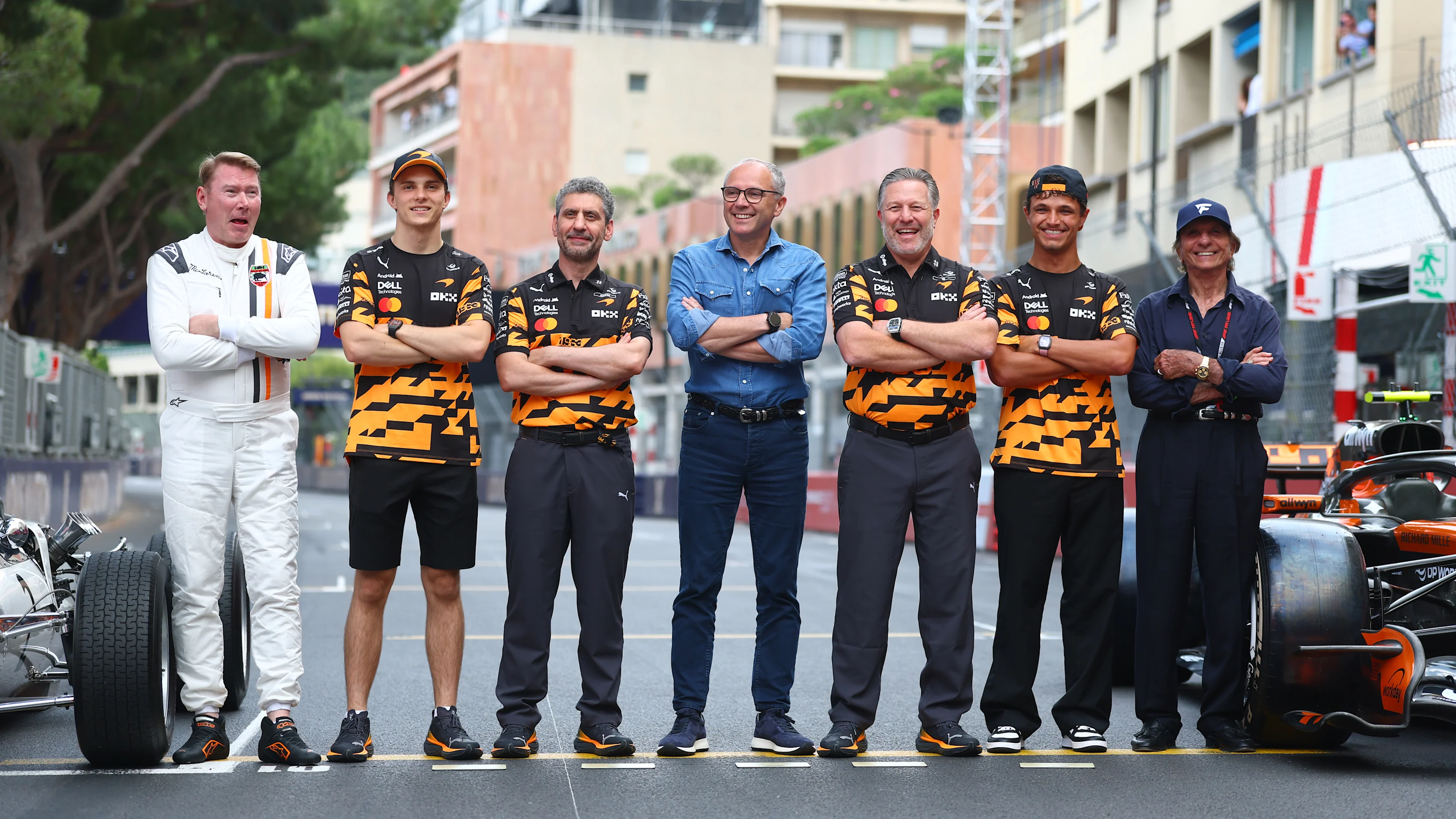 MONTE-CARLO, MONACO - JUNE 04: The McLaren team celebrates their 1000th race during previews ahead