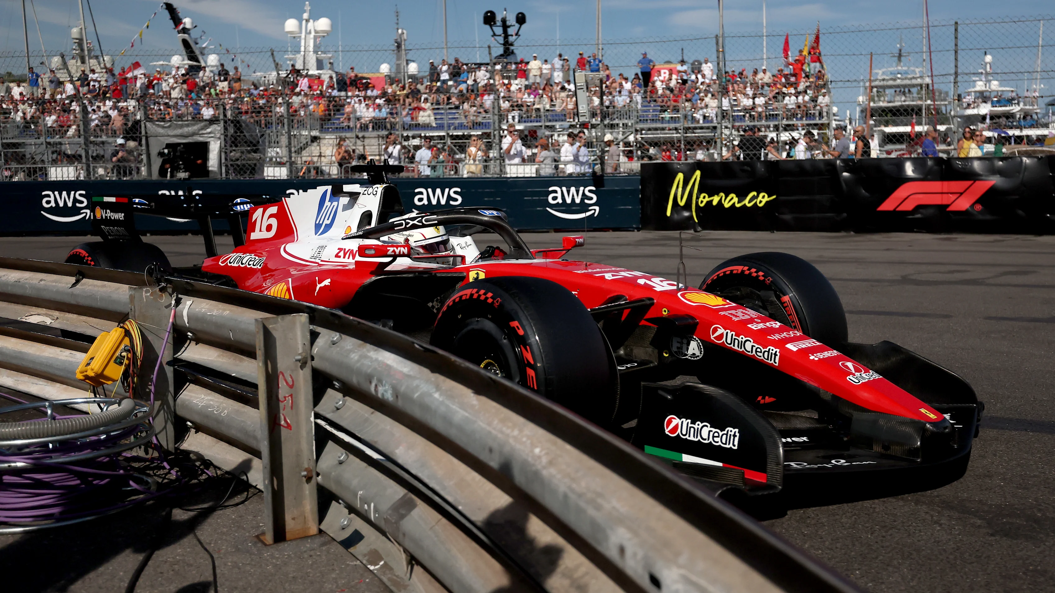 MONTE-CARLO, MONACO - JUNE 06: Charles Leclerc of Monaco driving the (16) Scuderia Ferrari SF-26 on