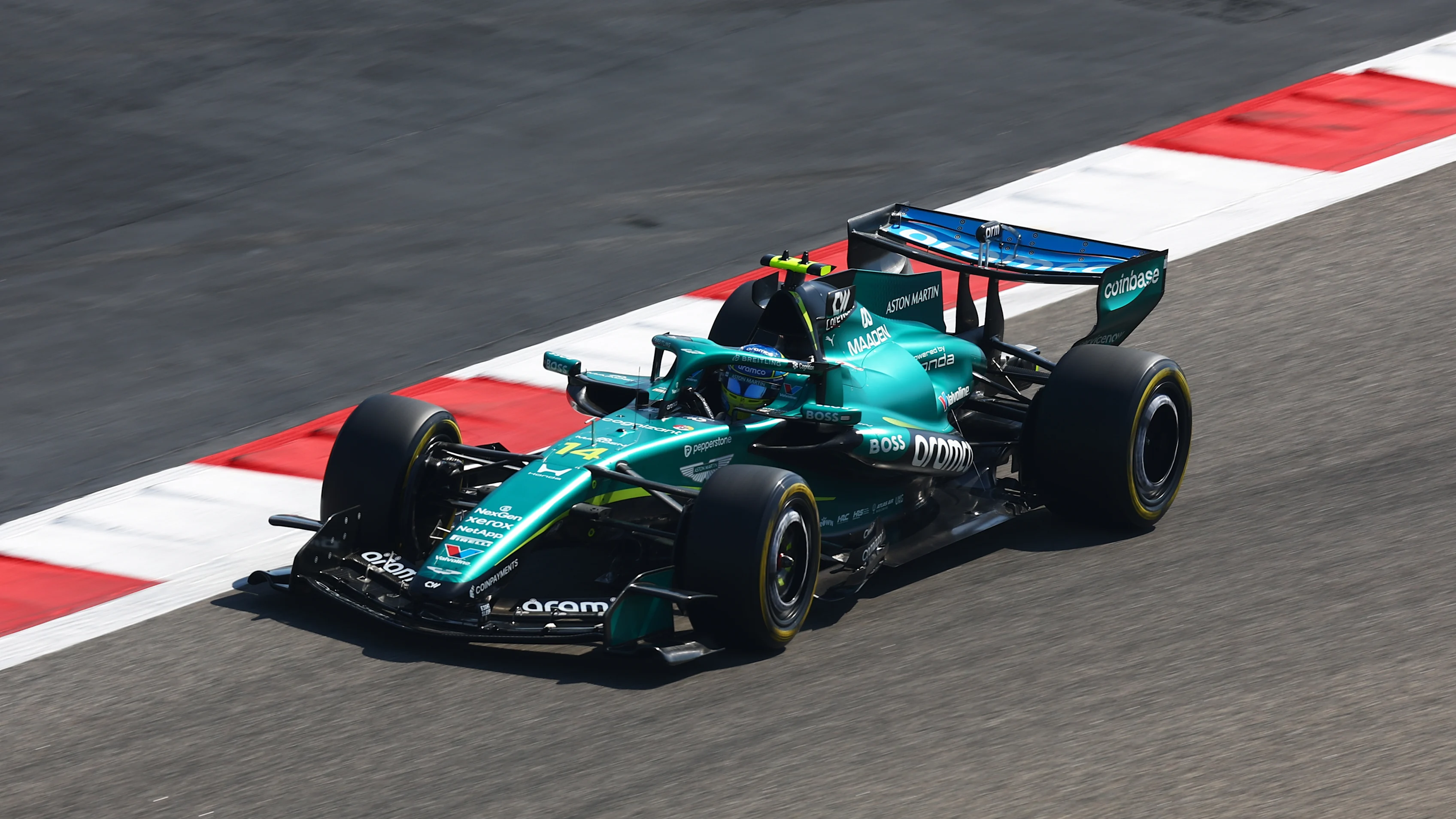 BAHRAIN, BAHRAIN - FEBRUARY 18: Fernando Alonso of Spain driving the (14) Aston Martin F1 Team