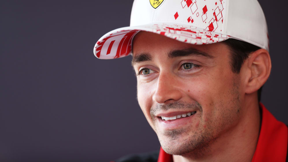 MONTE-CARLO, MONACO - MAY 25: Charles Leclerc of Monaco and Ferrari talks to the media in the