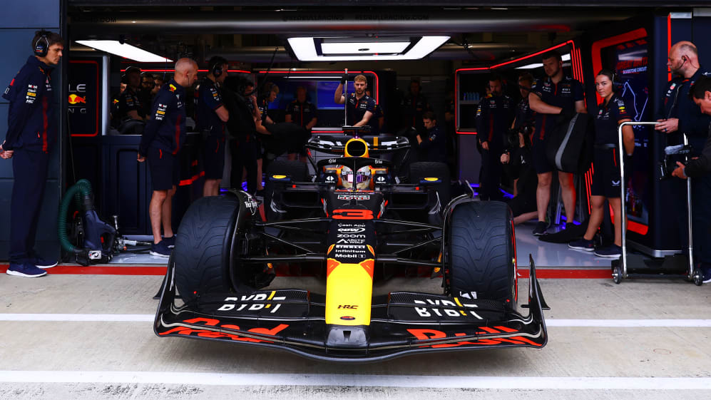 NORTHAMPTON, ENGLAND - JULY 11: Daniel Ricciardo of Australia driving the (3) Oracle Red Bull