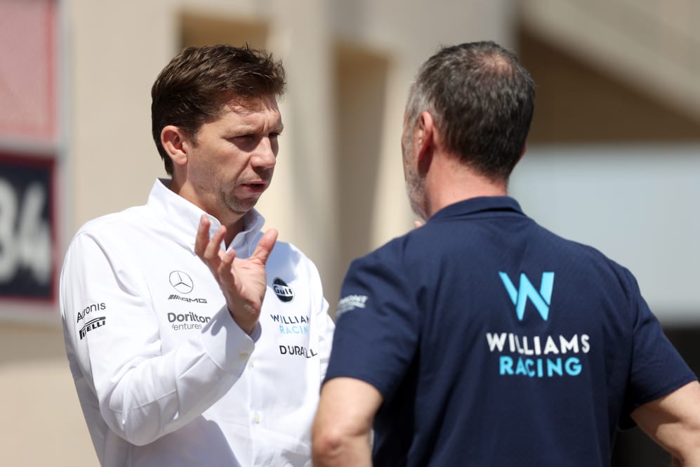 BAHRAIN, BAHRAIN - MARCH 02: James Vowles, Team Principal of Williams talks with a Williams team