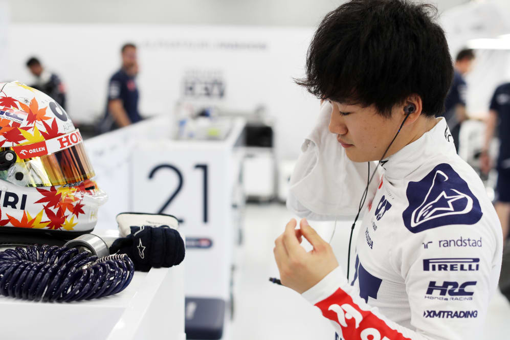 JEDDAH, SAUDI ARABIA - MARCH 18: Yuki Tsunoda of Japan and Scuderia AlphaTauri prepares to drive in