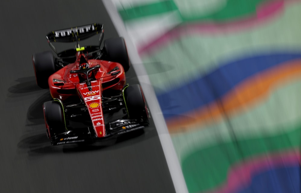 JEDDAH, SAUDI ARABIA - MARCH 19: Carlos Sainz of Spain driving (55) the Ferrari SF-23 on track
