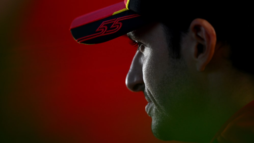 MELBOURNE, AUSTRALIA - MARCH 30: Carlos Sainz of Spain and Ferrari talks to the media in the