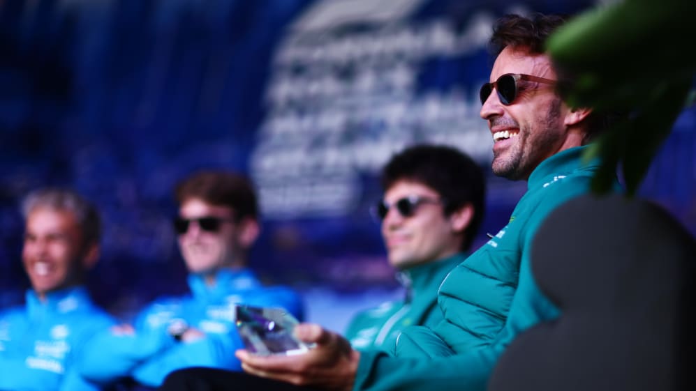 MELBOURNE, AUSTRALIA - MARCH 31: Fernando Alonso of Spain and Aston Martin F1 Team looks on from