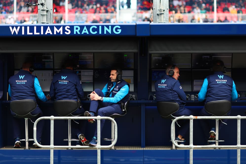 MELBOURNE, AUSTRALIA - APRIL 1: Williams team members work on the pit wall during the final