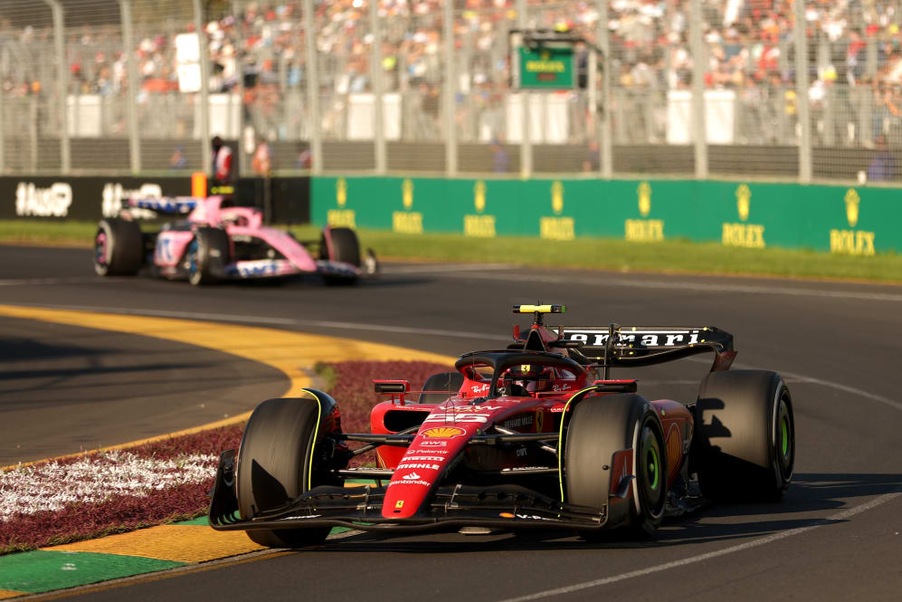 MELBOURNE, AUSTRALIA - APRIL 02: Carlos Sainz of Spain driving (55) the Ferrari SF-23 on track