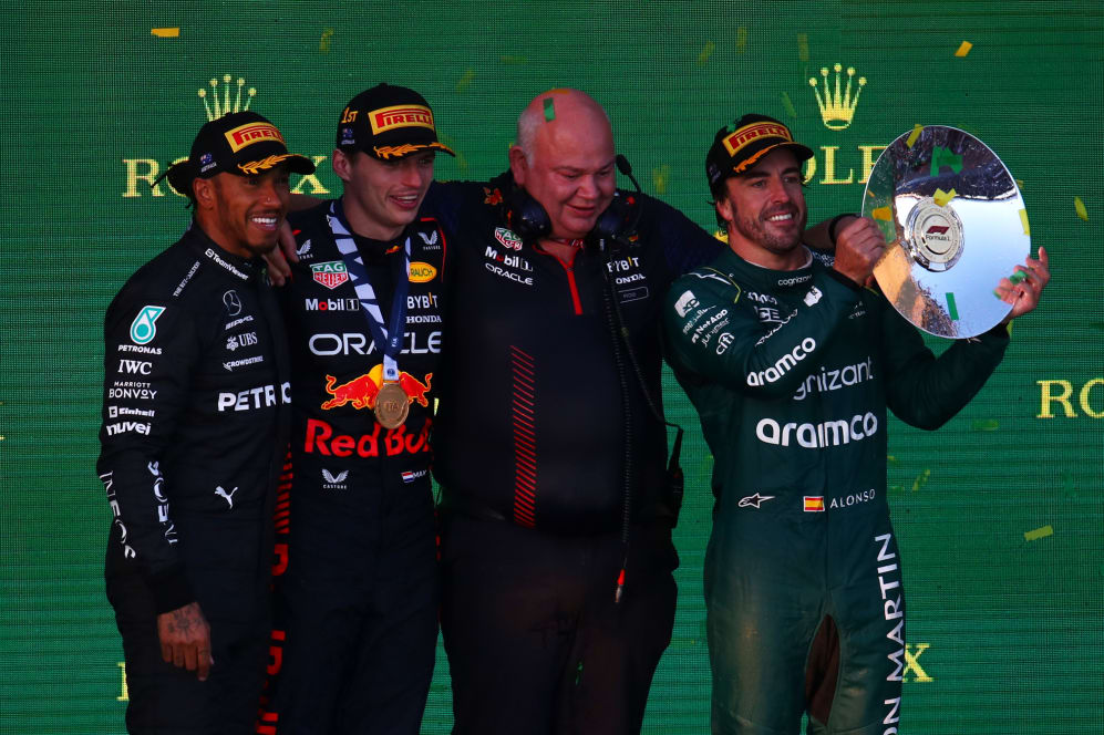 MELBOURNE, AUSTRALIA - APRIL 02: Race winner Max Verstappen of the Netherlands and Oracle Red Bull