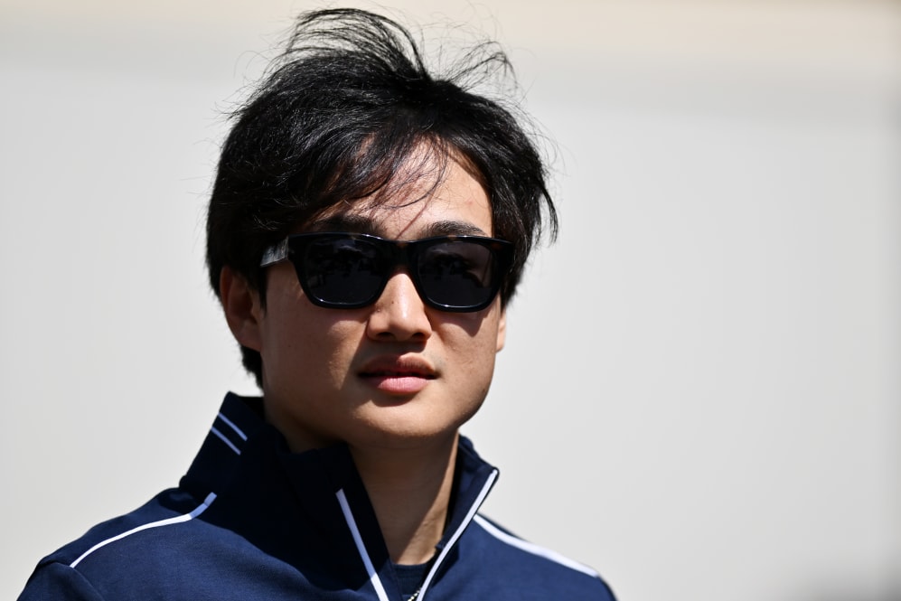 BAKU, AZERBAIJAN - APRIL 27: Yuki Tsunoda of Japan and Scuderia AlphaTauri looks on in the Paddock