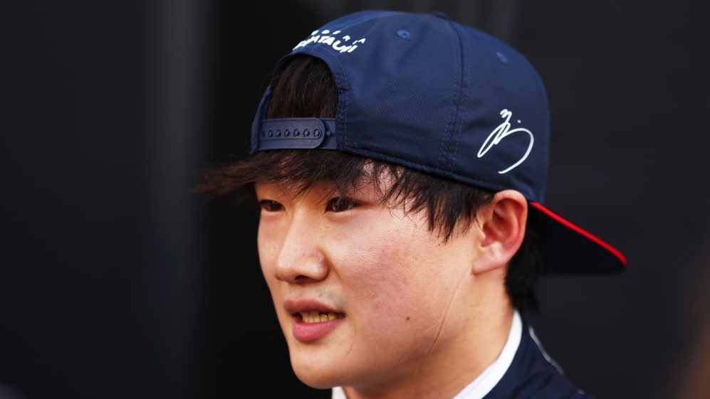 BAKU, AZERBAIJAN - APRIL 28: Yuki Tsunoda of Japan and Scuderia AlphaTauri looks on in the Paddock