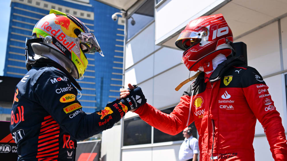 BAKU, AZERBAIJAN - APRIL 29: Pole position qualifier Charles Leclerc of Monaco and Ferrari and