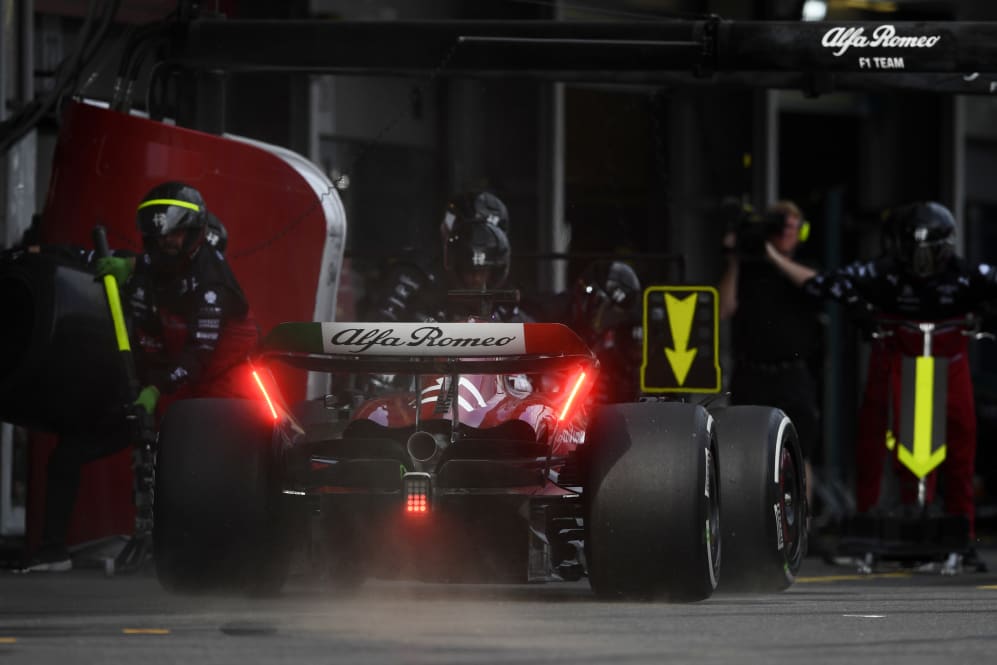 BAKU, AZERBAIJAN - APRIL 30: Valtteri Bottas of Finland driving the (77) Alfa Romeo F1 C43 Ferrari