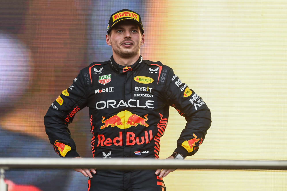 BAKU, AZERBAIJAN - APRIL 30: Second placed Max Verstappen of the Netherlands and Oracle Red Bull