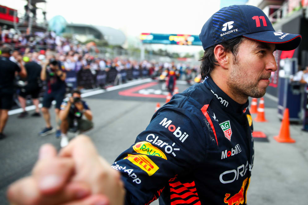 BAKU, AZERBAIJAN - APRIL 30: Race winner Sergio Perez of Mexico and Oracle Red Bull Racing