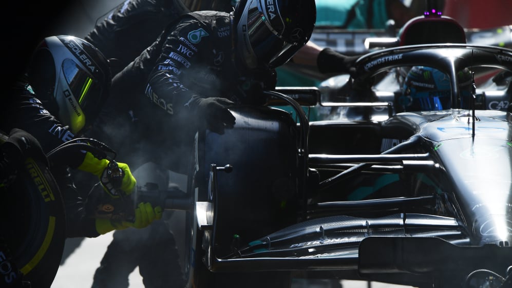 BAKU, AZERBAIJAN - APRIL 30: George Russell of Great Britain driving the (63) Mercedes AMG Petronas