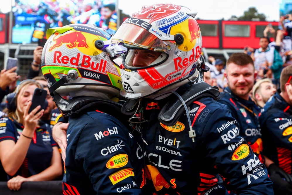 BAKU, AZERBAIJAN - APRIL 30: Race winner Sergio Perez of Mexico and Oracle Red Bull Racing and