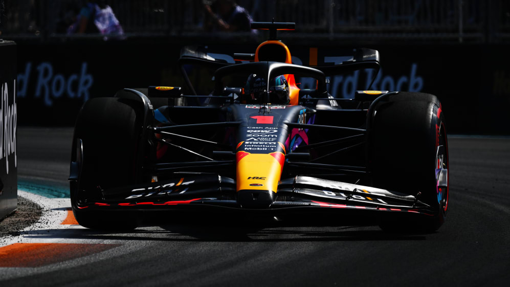 MIAMI, FLORIDA - MAY 06: Max Verstappen of the Netherlands driving the (1) Oracle Red Bull Racing