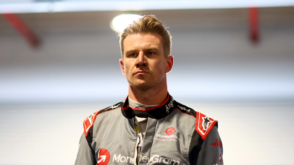 MIAMI, FLORIDA - MAY 06: 12th placed qualifier Nico Hulkenberg of Germany and Haas F1 looks on in