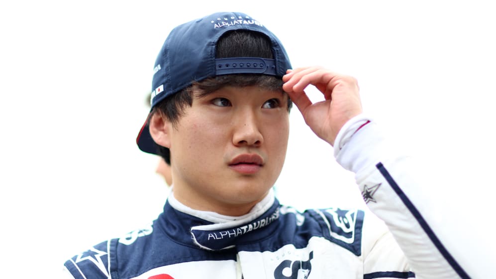 MIAMI, FLORIDA - MAY 07: Yuki Tsunoda of Japan and Scuderia AlphaTauri looks on on the grid prior