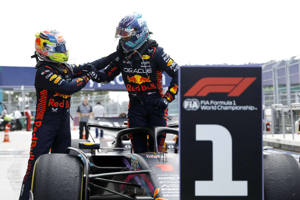 MIAMI, FLORIDA - MAY 07: Race winner Max Verstappen of the Netherlands and Oracle Red Bull Racing