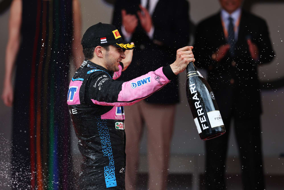 MONTE-CARLO, MONACO - MAY 28: Third placed Esteban Ocon of France and Alpine F1 celebrates on the