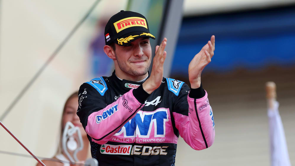 MONTE-CARLO, MONACO - MAY 28: Third placed Esteban Ocon of France and Alpine F1 celebrates on the